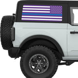 PURPLE WHITE WITH BLUE LINE AMERICAN FLAG QUARTER WINDOW DECAL FITS 2021+ FORD BRONCO 2 DOOR HARD TOP