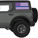 PURPLE WHITE WITH BLUE LINE AMERICAN FLAG QUARTER WINDOW DECAL FITS 2021+ FORD BRONCO 4 DOOR HARD TOP