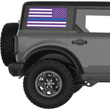 PURPLE WHITE WITH BLUE LINE AMERICAN FLAG QUARTER WINDOW DECAL FITS 2021+ FORD BRONCO 4 DOOR HARD TOP