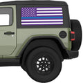 PURPLE WHITE WITH BLUE LINE AMERICAN FLAG QUARTER WINDOW DECAL FITS 2018+ JEEP WRANGLER 2 DOOR HARD TOP JL