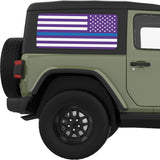 PURPLE WHITE WITH BLUE LINE AMERICAN FLAG QUARTER WINDOW DECAL FITS 2011-2018 JEEP WRANGLER 2 DOOR HARD TOP JK