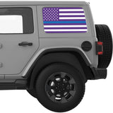 PURPLE WHITE WITH BLUE LINE AMERICAN FLAG QUARTER WINDOW DECAL FITS 2018+ JEEP WRANGLER 4 DOOR HARD TOP JLU