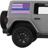 PURPLE WHITE WITH BLUE LINE AMERICAN FLAG QUARTER WINDOW DECAL FITS 2011-2018 JEEP WRANGLER 4 DOOR HARD TOP JKU