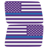 PURPLE WHITE WITH BLUE LINE AMERICAN FLAG QUARTER WINDOW DRIVER & PASSENGER DECALS