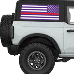 PURPLE WHITE WITH RED LINE AMERICAN FLAG QUARTER WINDOW DECAL FITS 2021+ FORD BRONCO 2 DOOR HARD TOP