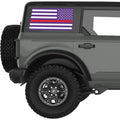 PURPLE WHITE WITH RED LINE AMERICAN FLAG QUARTER WINDOW DECAL FITS 2021+ FORD BRONCO 4 DOOR HARD TOP