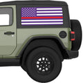 PURPLE WHITE WITH RED LINE AMERICAN FLAG QUARTER WINDOW DECAL FITS 2018+ JEEP WRANGLER 2 DOOR HARD TOP JL