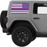 PURPLE WHITE WITH RED LINE AMERICAN FLAG QUARTER WINDOW DECAL FITS 2011-2018 JEEP WRANGLER 4 DOOR HARD TOP JKU