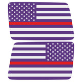 PURPLE WHITE WITH RED LINE AMERICAN FLAG QUARTER WINDOW DRIVER & PASSENGER DECALS