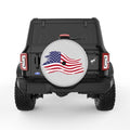 PAINTED US FLAG SILVER CARBON FIBER TIRE COVER
