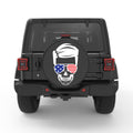 PATRIOTIC GUY SKULL PEARL  WHITE CARBON FIBER TIRE COVER