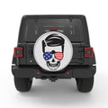 PATRIOTIC GUY SKULL SILVER CARBON FIBER TIRE COVER