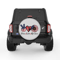 PATRIOTIC PEACE LOVE AMERICA SILVER CARBON FIBER TIRE COVER