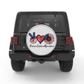 PATRIOTIC PEACE LOVE AMERICA BLACK TIRE COVER