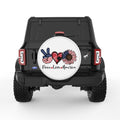 PATRIOTIC PEACE LOVE AMERICA WHITE TIRE COVER