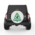 PAW PRINT CHRISTMAS TREE PEARL  WHITE CARBON FIBER TIRE COVER