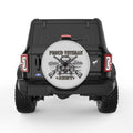 PROUD VETERAN SILVER CARBON FIBER TIRE COVER