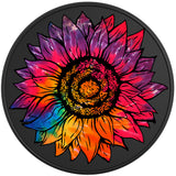 RAINBOW TIE DYE SUNFLOWER BLACK TIRE COVER