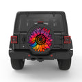 RAINBOW TIE DYE SUNFLOWER BLACK CARBON FIBER TIRE COVER