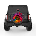 RAINBOW TIE DYE SUNFLOWER BLACK CARBON FIBER TIRE COVER