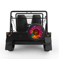 RAINBOW TIE DYE SUNFLOWER BLACK CARBON FIBER TIRE COVER FOR MOKE