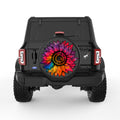 RAINBOW TIE DYE SUNFLOWER BLACK TIRE COVER