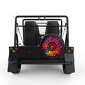 RAINBOW TIE DYE SUNFLOWER BLACK TIRE COVER FOR MOKE