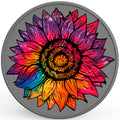 RAINBOW TIE DYE SUNFLOWER SILVER CARBON FIBER TIRE COVER