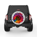 RAINBOW TIE DYE SUNFLOWER SILVER CARBON FIBER TIRE COVER