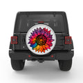 RAINBOW TIE DYE SUNFLOWER BLACK TIRE COVER