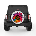 RAINBOW TIE DYE SUNFLOWER PEARL  WHITE CARBON FIBER TIRE COVER