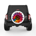 RAINBOW TIE DYE SUNFLOWER WHITE TIRE COVER