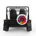 RAINBOW TIE DYE SUNFLOWER WHITE TIRE COVER FOR MOKE
