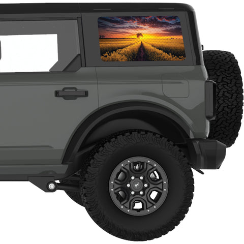 RAPESEED FIELD SUNSET QUARTER WINDOW DECAL FITS 2021+ FORD BRONCO 4 DOOR HARD TOP