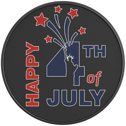 RED AND BLUE HAPPY 4TH JULY PEARL  WHITE CARBON FIBER TIRE COVER