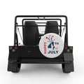 RED AND BLUE HAPPY 4TH JULY WHITE CARBON FIBER TIRE COVER FOR MOKE