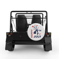 RED AND BLUE HAPPY 4TH JULY WHITE TIRE COVER FOR MOKE