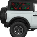 RED AND GREEN DEERS AND SNOWFLAKES QUARTER WINDOW DECAL FITS 2021+ FORD BRONCO 2 DOOR HARD TOP