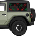 RED AND GREEN DEERS AND SNOWFLAKES QUARTER WINDOW DECAL FITS 2018+ JEEP WRANGLER 2 DOOR HARD TOP JL