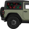 RED AND GREEN DEERS AND SNOWFLAKES QUARTER WINDOW DECAL FITS 2011-2018 JEEP WRANGLER 2 DOOR HARD TOP JK