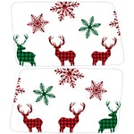 RED AND GREEN DEERS AND SNOWFLAKES QUARTER WINDOW DRIVER & PASSENGER DECALS