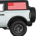 RED AND WHITE AMERICAN FLAG QUARTER WINDOW DECAL FITS 2021+ FORD BRONCO 2 DOOR HARD TOP