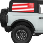 RED AND WHITE AMERICAN FLAG QUARTER WINDOW DECAL FITS 2021+ FORD BRONCO 2 DOOR HARD TOP