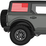 RED AND WHITE AMERICAN FLAG QUARTER WINDOW DECAL FITS 2021+ FORD BRONCO 4 DOOR HARD TOP