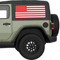 RED AND WHITE AMERICAN FLAG QUARTER WINDOW DECAL FITS 2018+ JEEP WRANGLER 2 DOOR HARD TOP JL