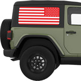 RED AND WHITE AMERICAN FLAG QUARTER WINDOW DECAL FITS 2011-2018 JEEP WRANGLER 2 DOOR HARD TOP JK