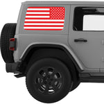 RED AND WHITE AMERICAN FLAG QUARTER WINDOW DECAL FITS 2011-2018 JEEP WRANGLER 4 DOOR HARD TOP JKU