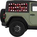 RED CHRISTMAS GNOME AND A CAT QUARTER WINDOW DECAL FITS 2011-2018 JEEP WRANGLER 2 DOOR HARD TOP JK