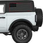 RED OUTLINE BLACK AND GRAY AMERICAN FLAG QUARTER WINDOW DECAL FITS 2021+ FORD BRONCO 2 DOOR HARD TOP