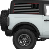 RED OUTLINE BLACK AND GRAY AMERICAN FLAG QUARTER WINDOW DECAL FITS 2021+ FORD BRONCO 2 DOOR HARD TOP